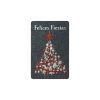 Etiqueta adhesiva Felices Fiestas con árbol de navidad decorado