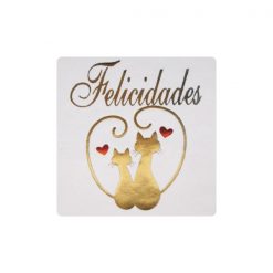 Felicidades pegatina pareja de gatos enamorados