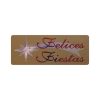 Pegatina Felices Fiestas y estrella sobre oro mate de 18x46 mm