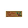 Pegatina Felices Fiestas y muérdago sobre oro mate de 13x36 mm