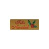 Pegatina Feliz Navidad y muérdago sobre oro mate de 13x36 mm