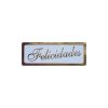Etiqueta adhesiva, pegatina Felicidades y orla maciza sobre blanco 13x36 mm