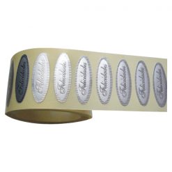etiqueta ovalada plata