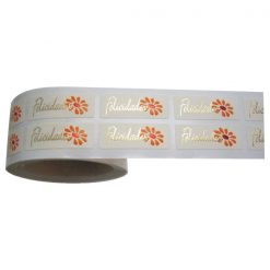 Etiqueta Felicidades con margarita naranja