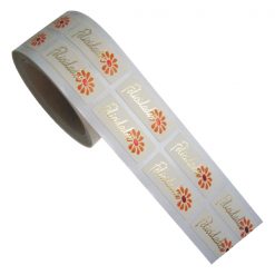 Etiqueta Felicidades con margarita naranja