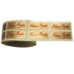 Etiqueta felices fiestas con estrellas plata