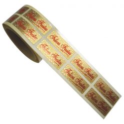 Etiqueta felices fiestas con estrellas plata