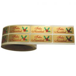 Etiqueta feliz navidad con muérdago