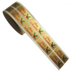 Etiqueta feliz navidad con muérdago