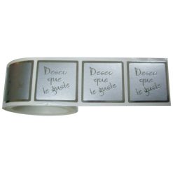 Rollo pegatinas deseo que te guste en plata sobre plata de 35x35 mm