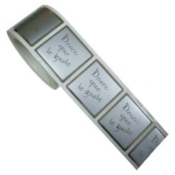 Rollo pegatinas deseo que te guste en plata sobre plata de 35x35 mm