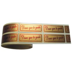 Rollo pegatinas Deseo que te guste y orla sobre oro mate de 18x46 mm