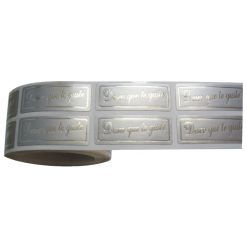 Rollo pegatinas Deseo que te guste y orla sobre plata mate mate de 18x46 mm