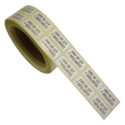 Etiqueta pegatina joyería, texto: Oro de Ley y Brillantes